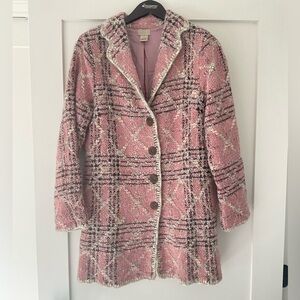 Sigrid Olsen Pink and Black Plaid Boucle Jacket/Coat